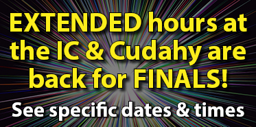 Extended IC & Cudahy library hours for finals