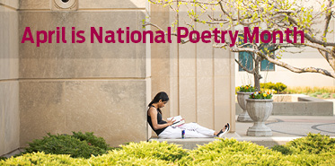 April is National Poetry Month - a person is sitting and reading a book